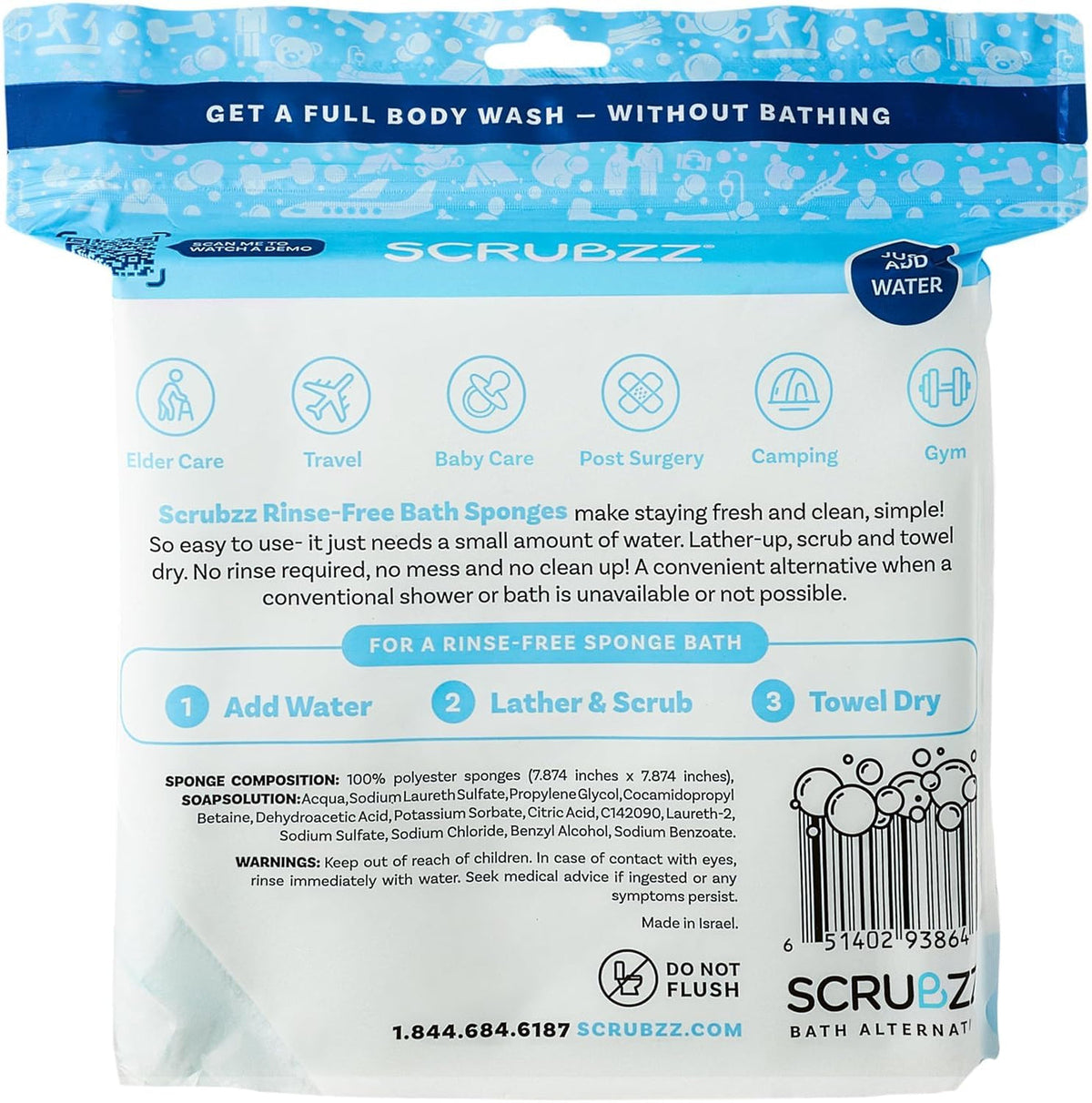 Fovarra™ Rinse-Free Bath Sponges