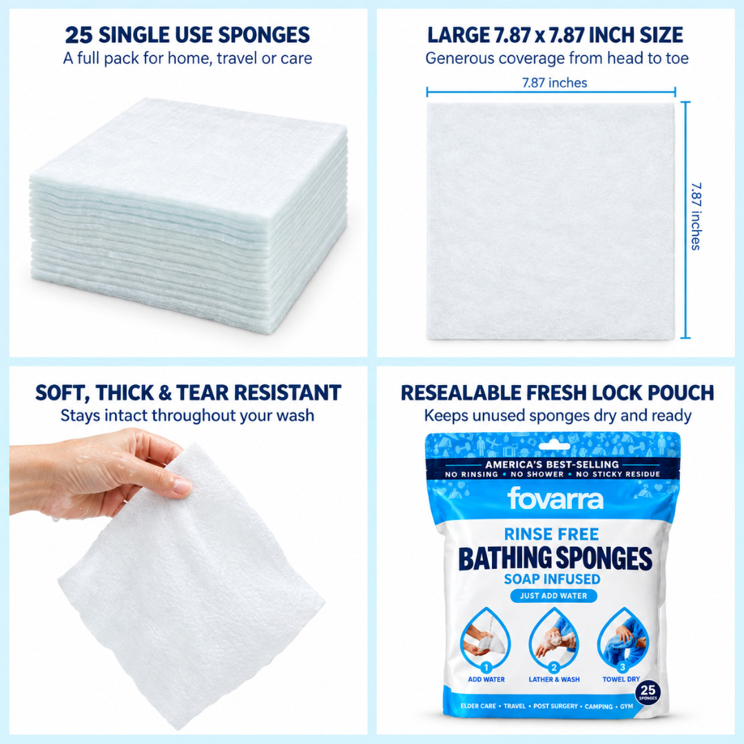Fovarra™ Rinse-Free Bath Sponges